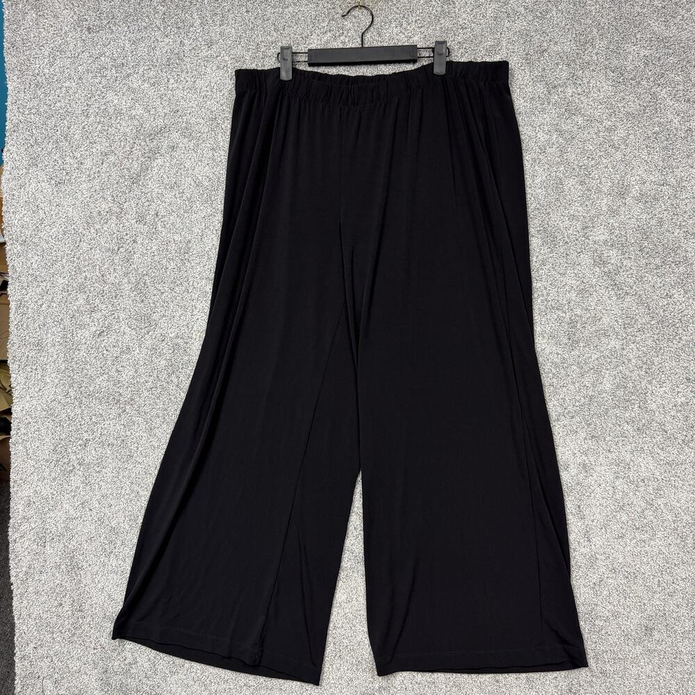 CJ Banks Dress Pants Womens 2X 37x29.5 Black Wide Leg Jersey Stretch Pull On